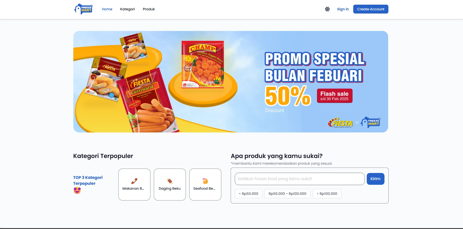 Freezemart - E-commerce Frozen Food Website with Recommendation System screenshot 1