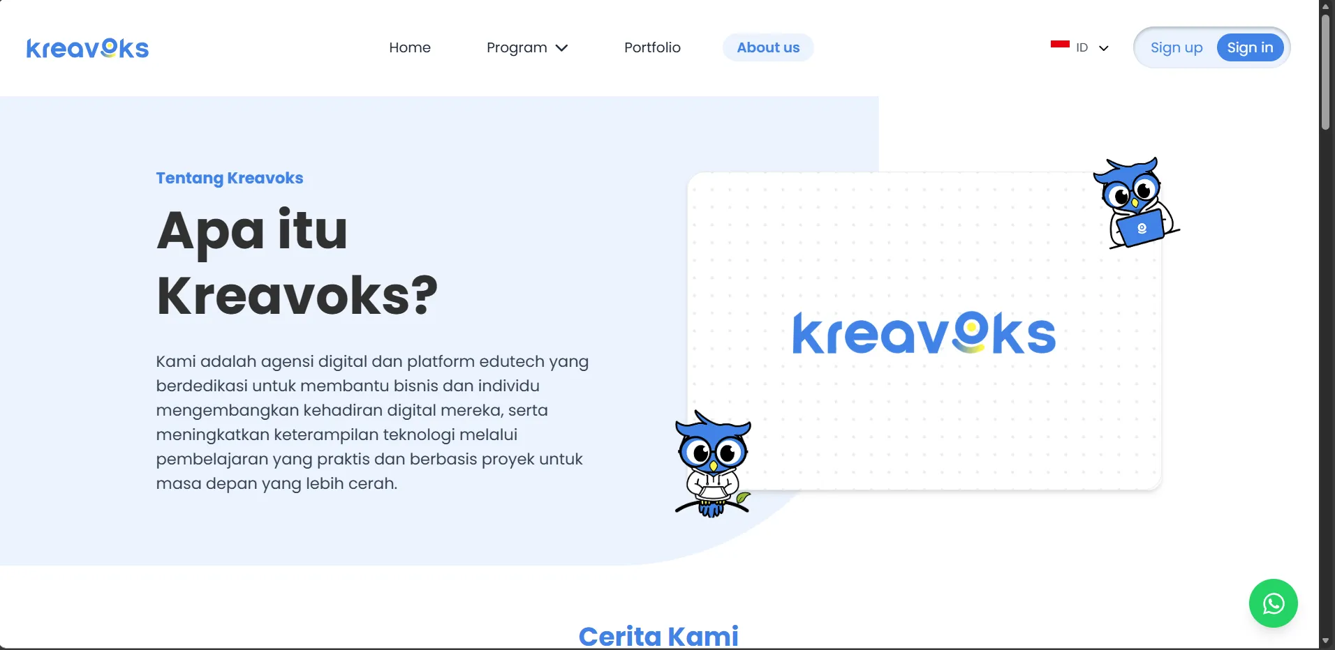 Kreavoks E-learning & Agency Website screenshot 2